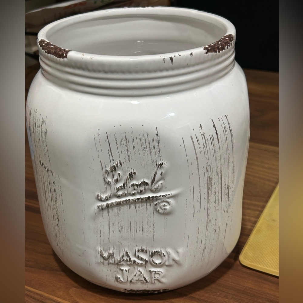 White Ceramic Mason Jar
